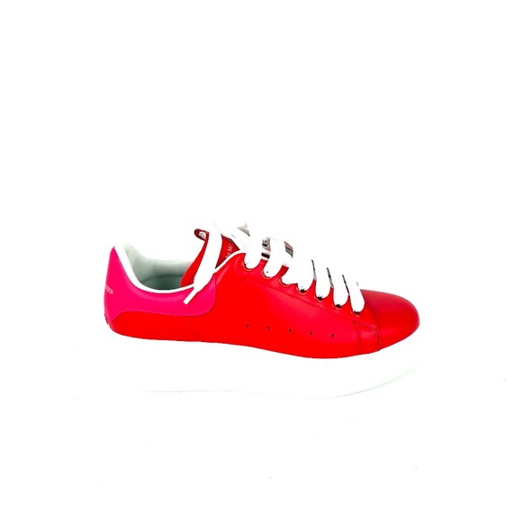 Alexander McQueen Larry Red Pink Leather Sneakers 38, 8 - Picture 3 of 11